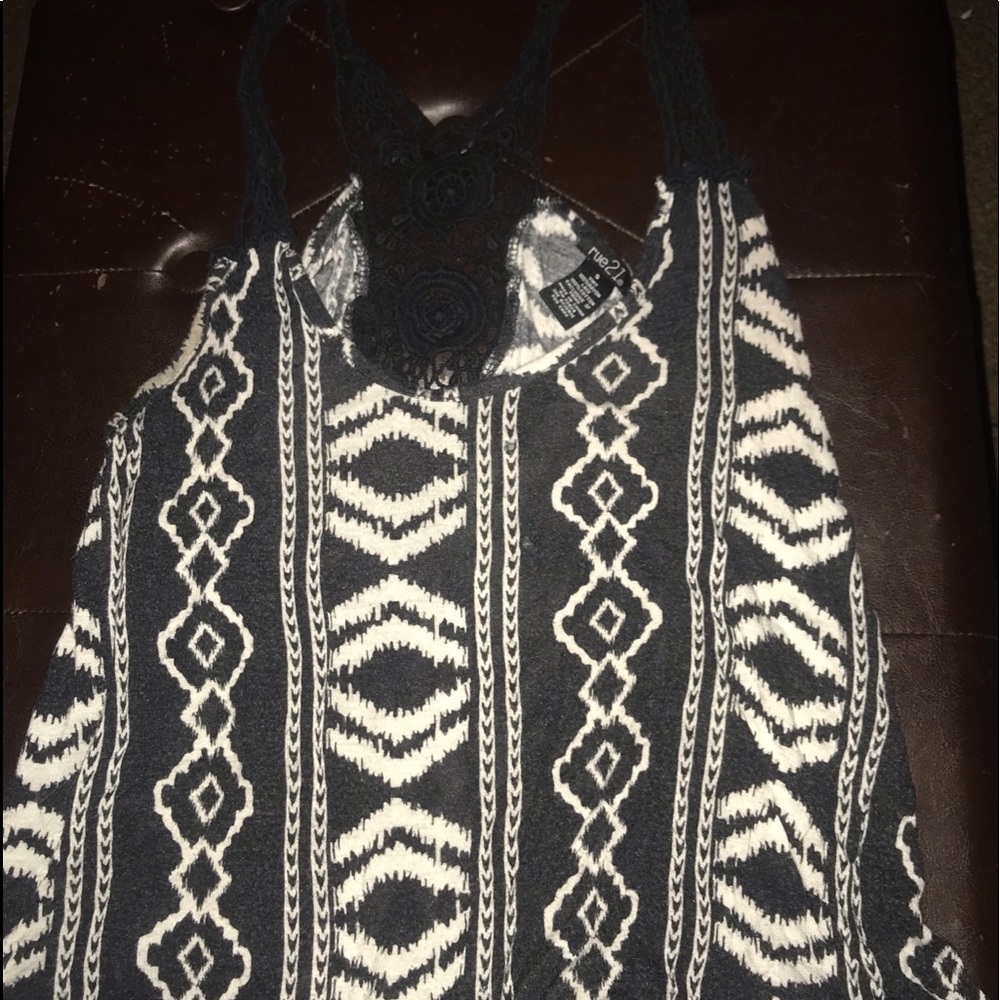 Black and white Aztec lace tank top